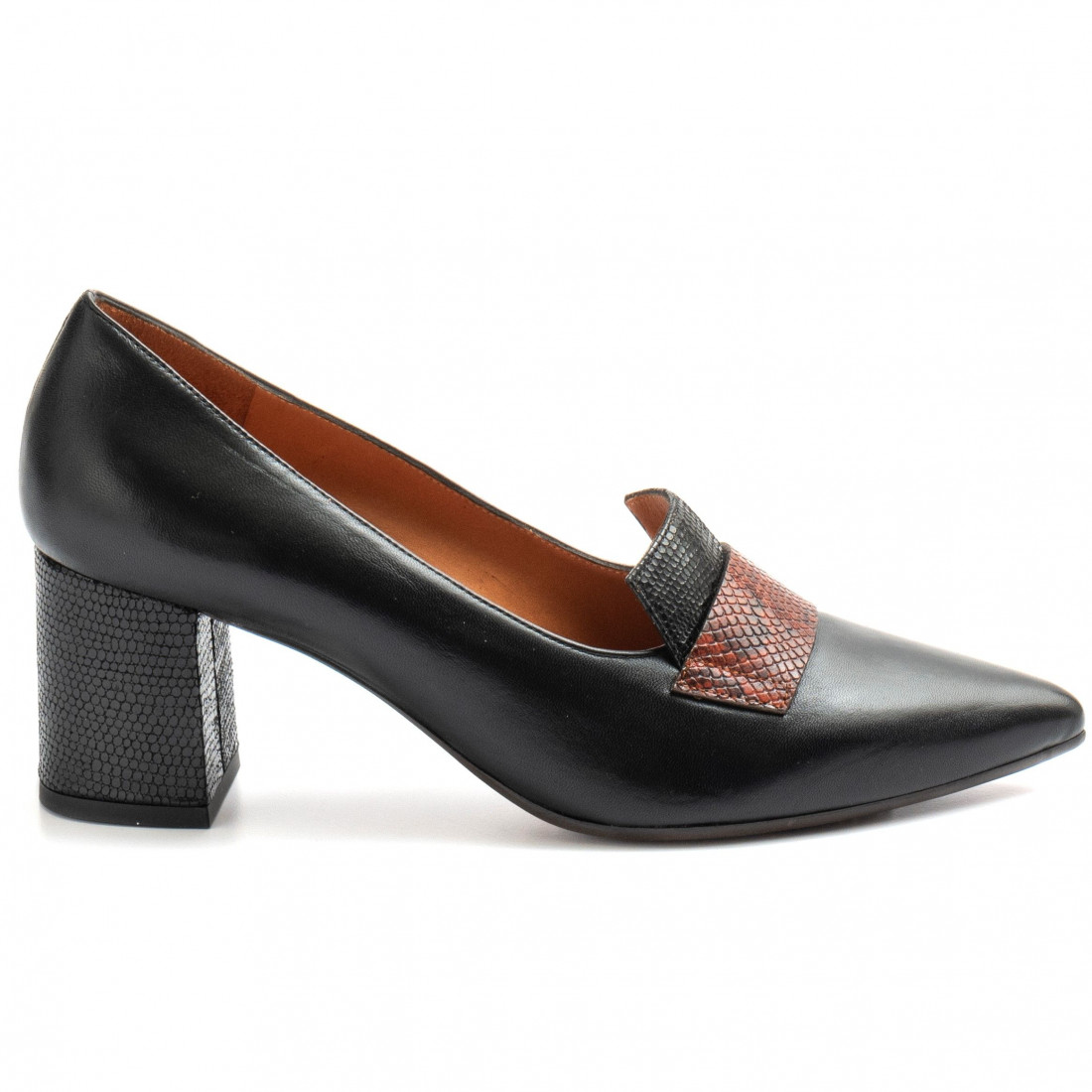 Chaussure à talon Chie Mihara Quatia en cuir noir et marron