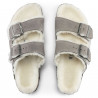 Birkenstock Arizona grijze schapenvacht pantoffel - smalle pasvorm