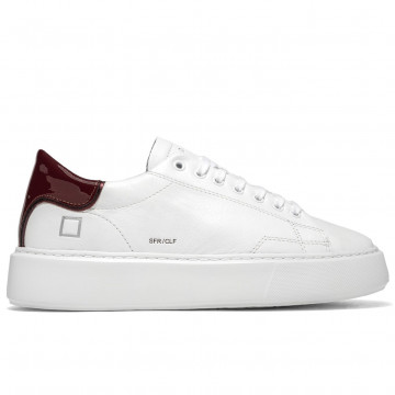 DATE Sfera Damen-Sneaker aus weißem und burgunderrotem Leder