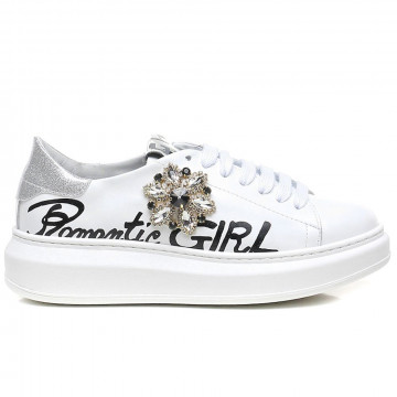 GIO + Romantic Girl sneakers with rhinestones and silver glitter