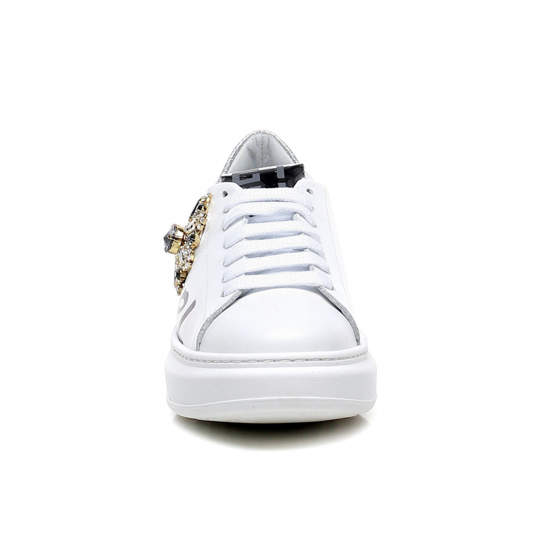 GIO + Romantic Girl sneakers met strass steentjes en zilveren glitter