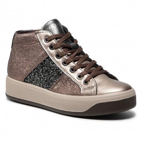 lejr Jeg accepterer det Kollektive Igi & Co hi-top sneaker in bronze laminated leather and glitter