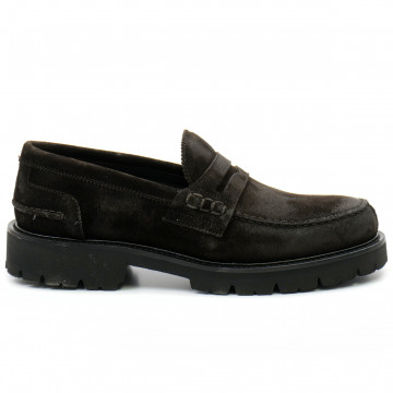 Rossano Bisconti dark brown moccasin in greased suede