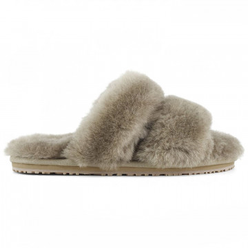 Mou two-band slipper in real gray sheepskin fur