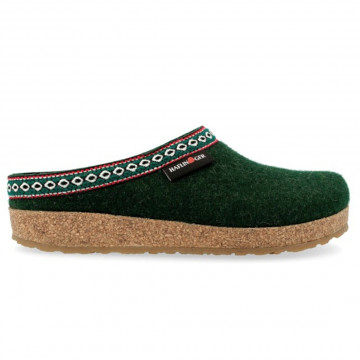Verrast Maan Vijftig Haflinger Grizzly Franzl slippers in green pure wool