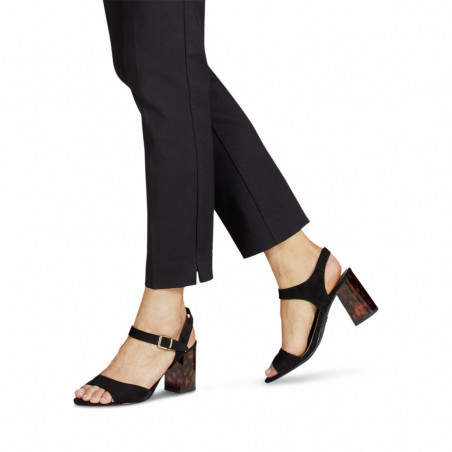Tamaris in black fabric transparent heel