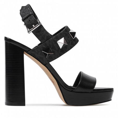 Michael Kors Wren Studded black Logo and Leather Platform Sandals