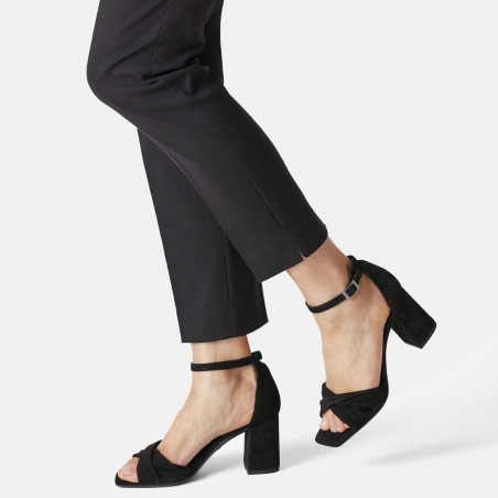 constante matras tarief Tamaris black suede sandals with high heel and strap