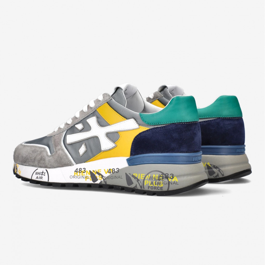 Premiata Mick 5697 gray, yellow, blue and green men's sneaker