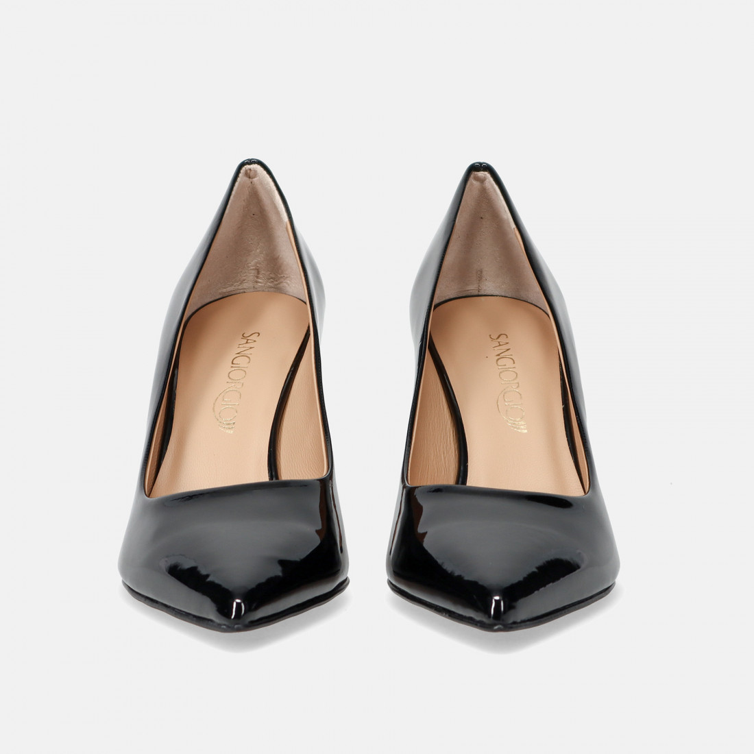 Sangiorgio black pump in patent leather with medium heel