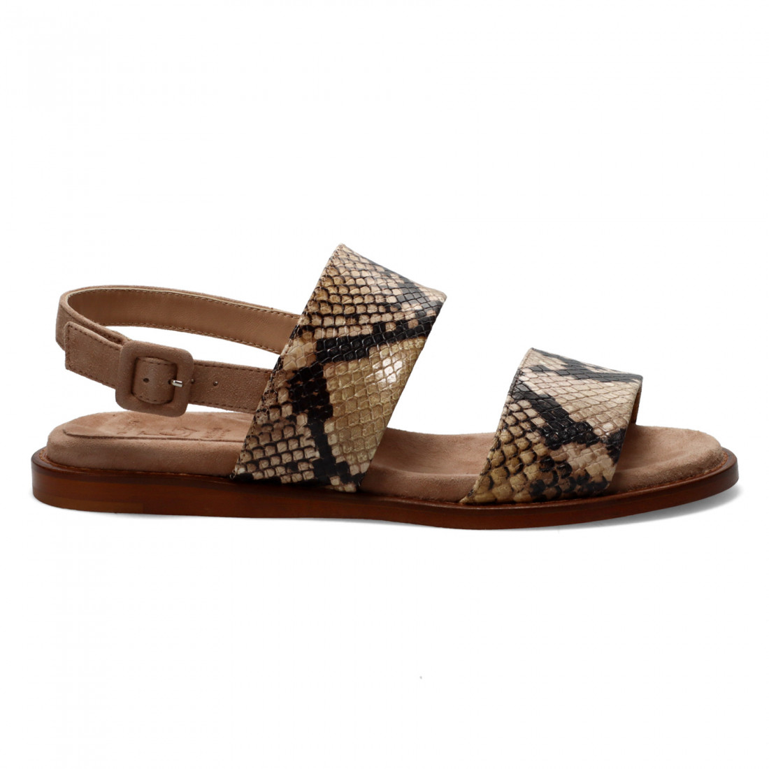 Luca Grossi flat sandal in brown animalier leather