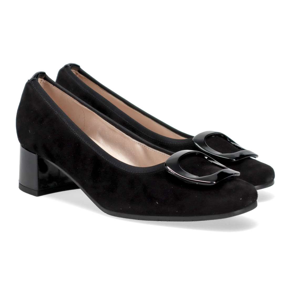 Sangiorgio black suede pump with comfortable heel
