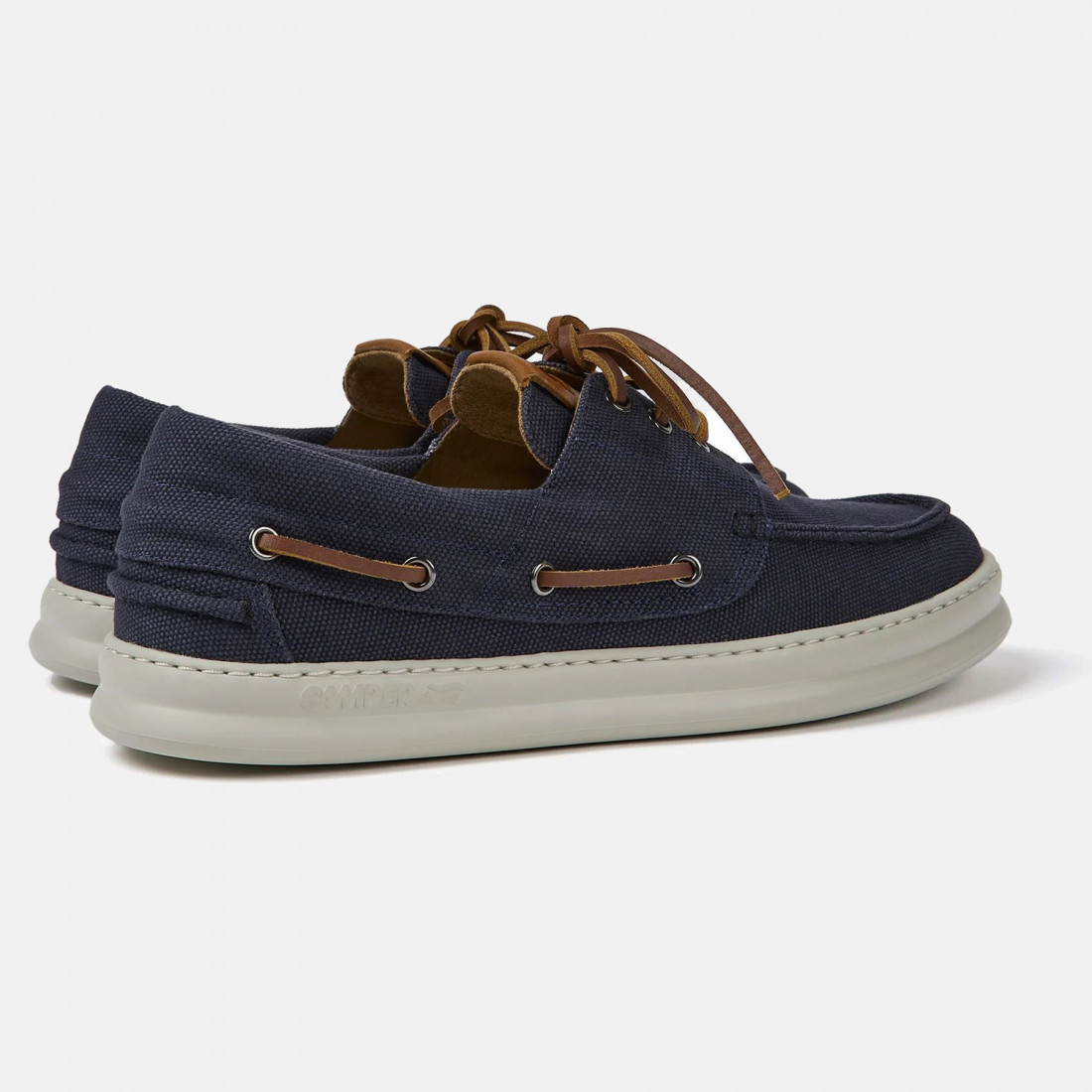 Camper Men's Boat Shoe in blue recycled cotton