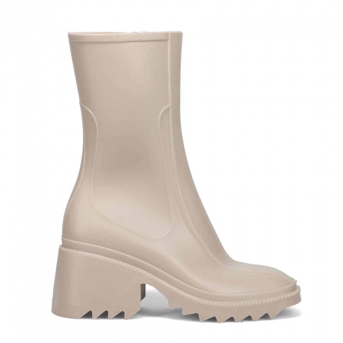 Spazio Corridoni rain bootie in beige rubber with medium heel