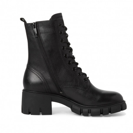 Giotto Dibondon trådløs duft Tamaris lace up bootie in black leather with side zip