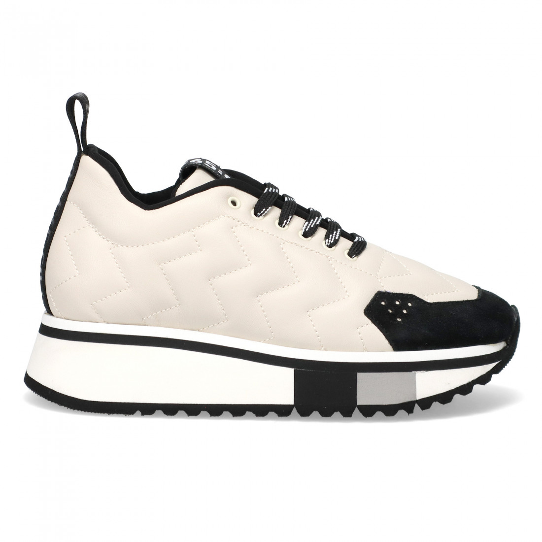 Fabi F65 beige and black women's sneaker in quilted leather