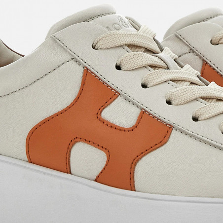 White Orange women's sneaker in soft leather
