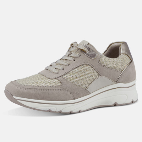 women's sneaker taupe and fabric