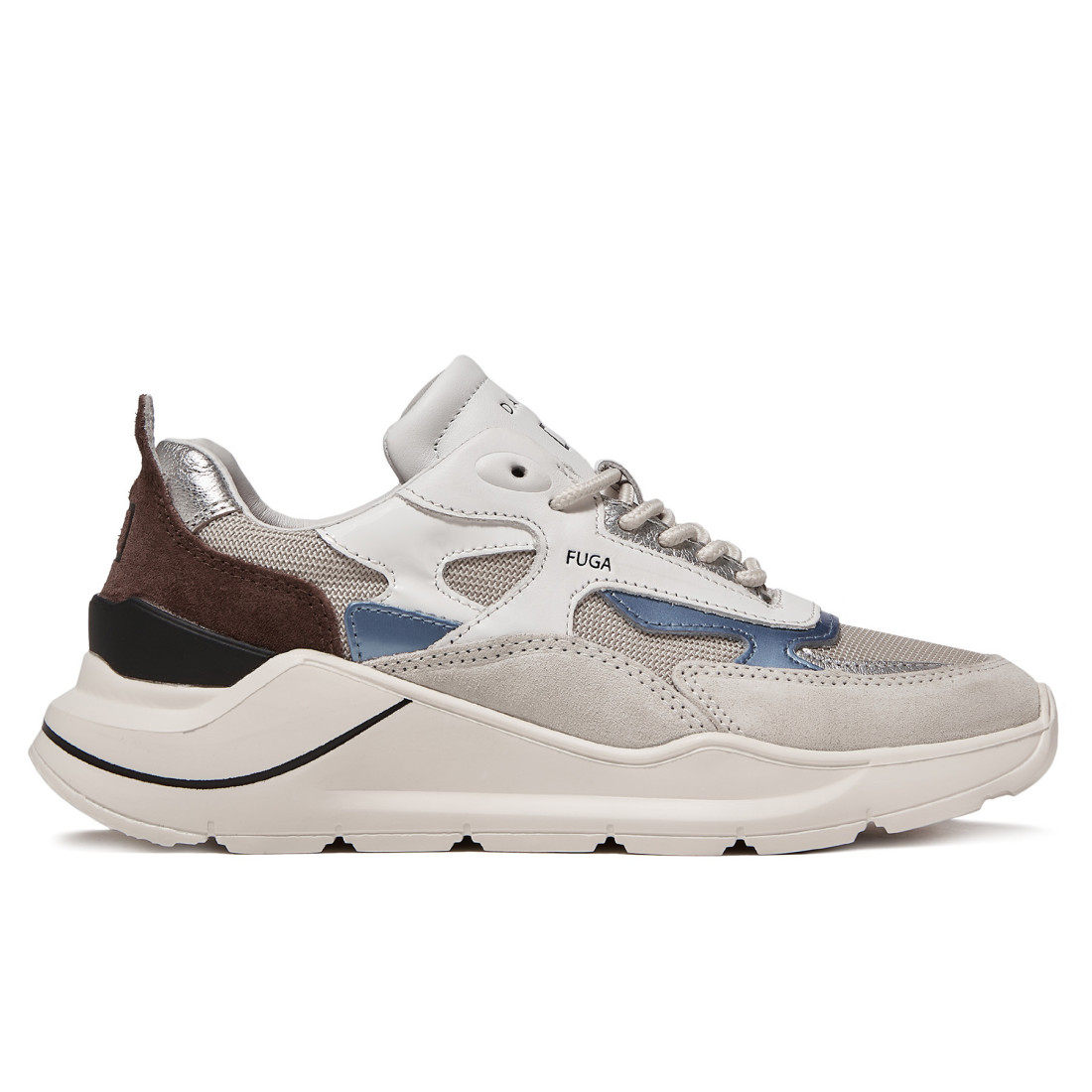 D.A.T.E. Fuga Dragon white, light blue and brown sneakers