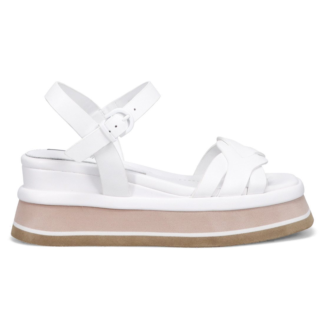 Jeannot white leather wedge sandal