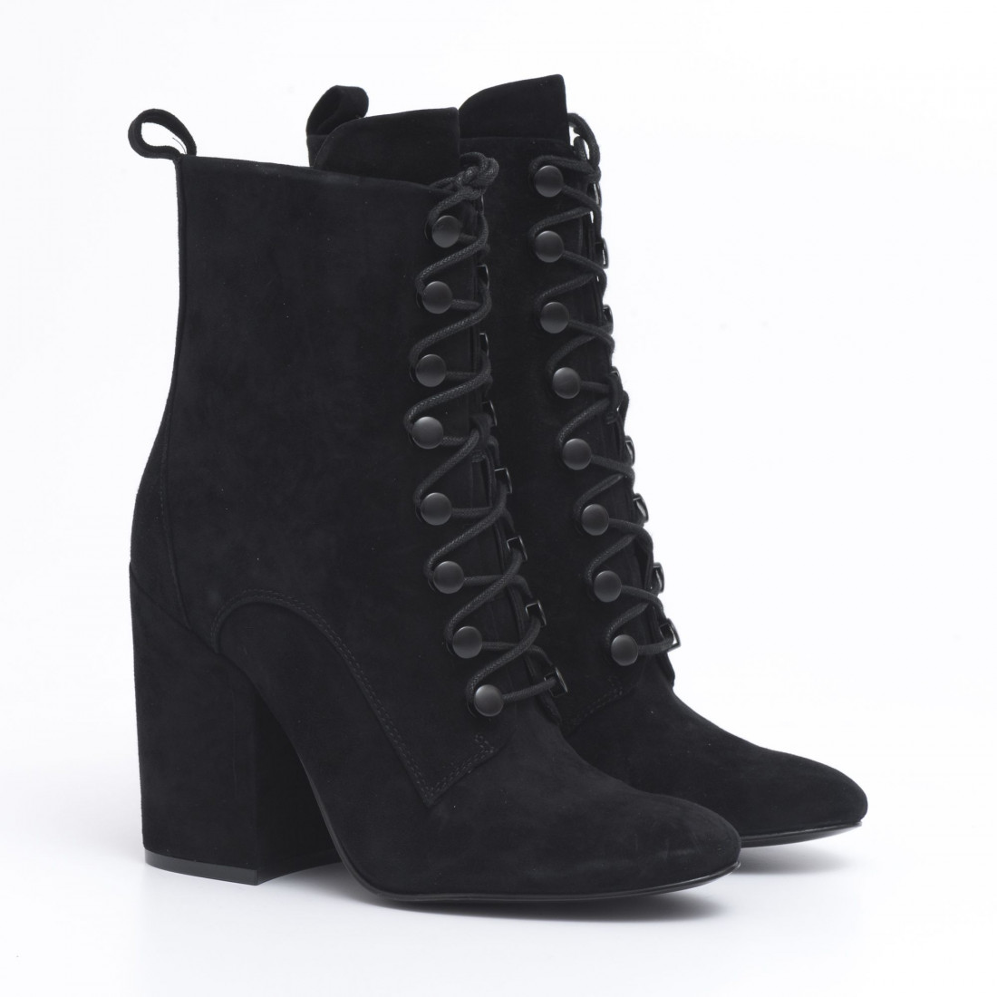 Lace up Bridget ankle boots in black suede