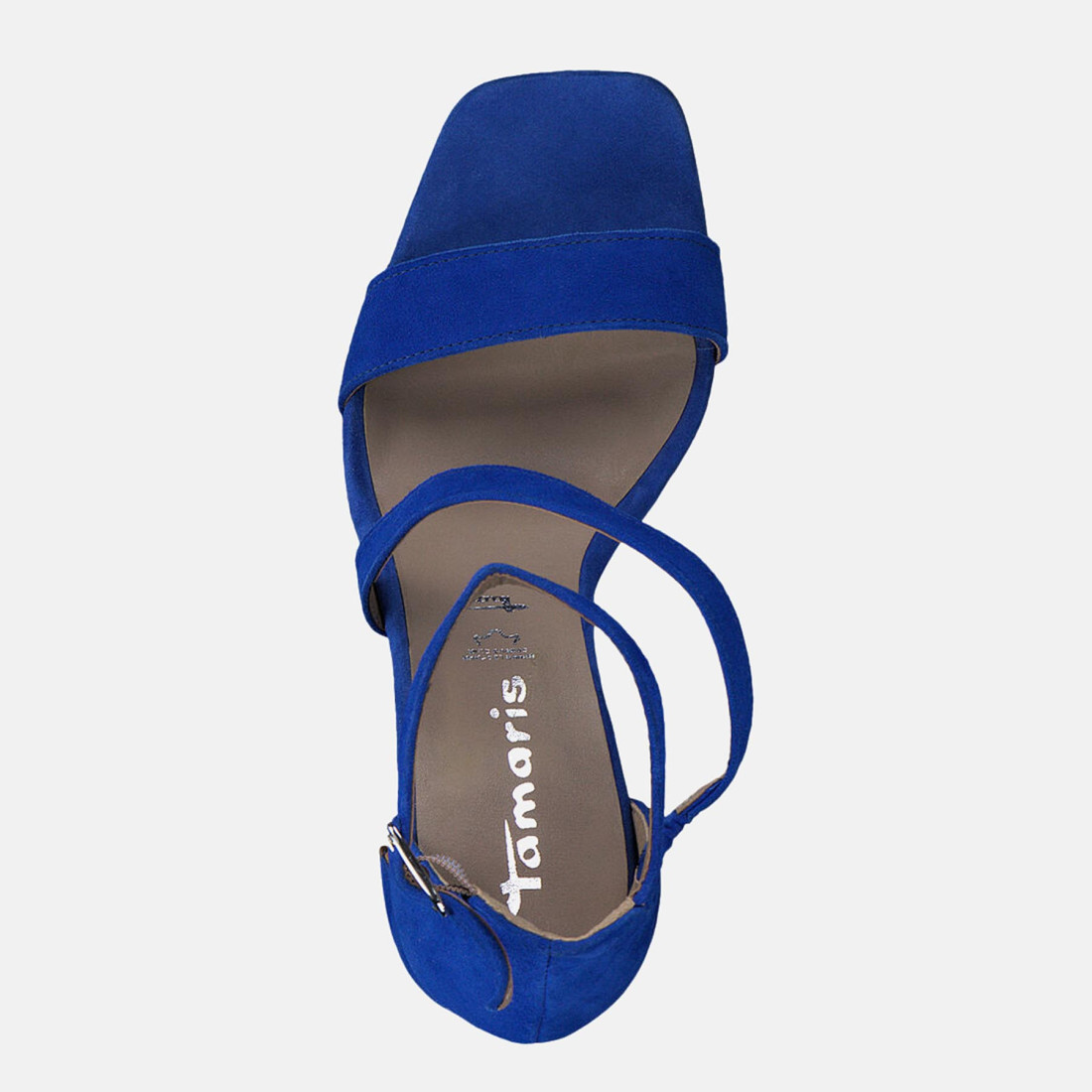 ideologi udgør stemme Elegant Tamaris sandal in royal blue suede with strap and high heel