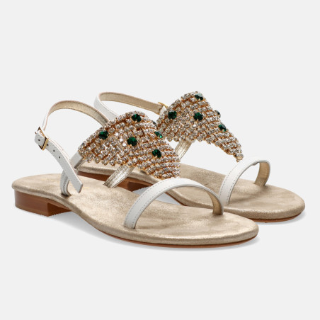 Champagne crystal sandals with twisted heel – dyuti bansal studio