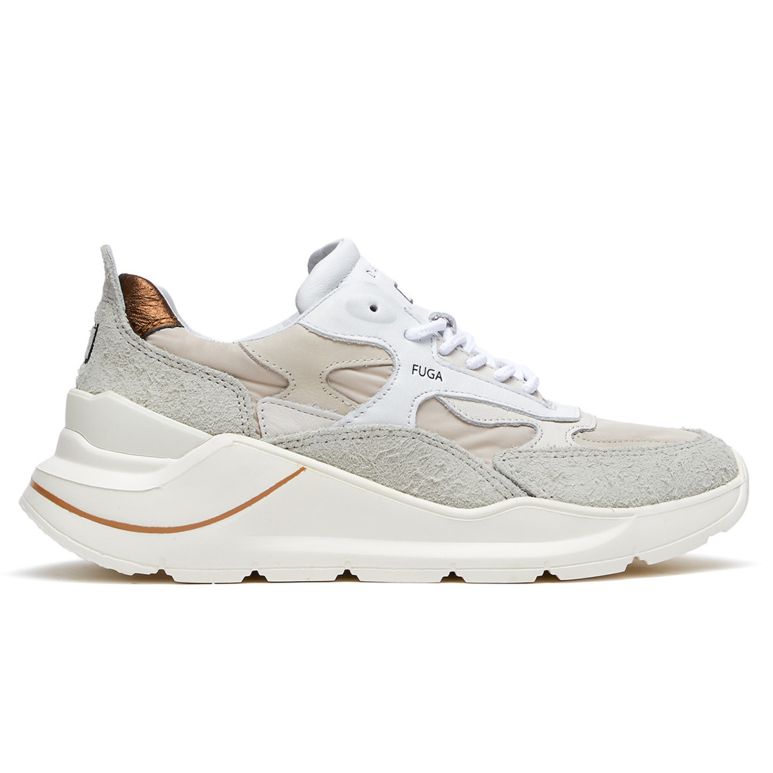 D.A.T.E. Fuga beige, white and gray sneakers in suede and fabric