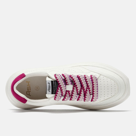 Ash Impuls Bis white and fuchsia women's sneaker with patterned laces