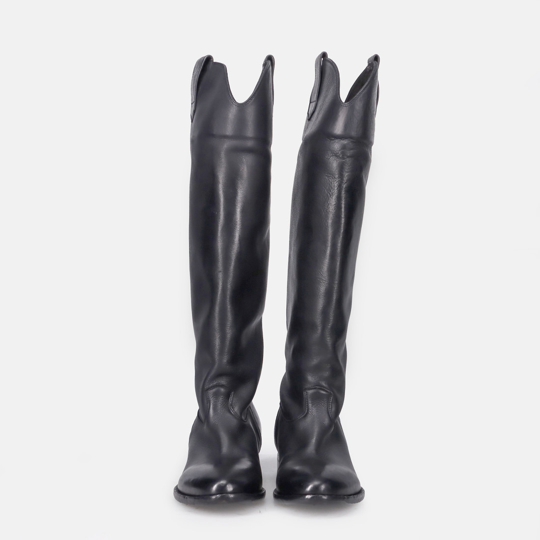 Strategia boot in black soft washed leather