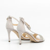 High heels elegant beige sandals with diamanté applications