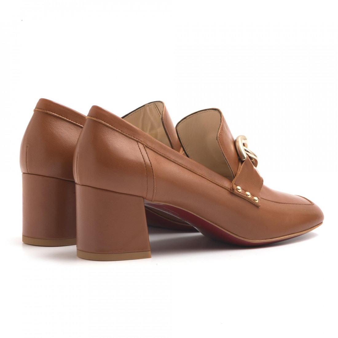 Medium heel mocassins in soft cuir leather