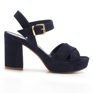 High heel criss cross sandals in blue suede