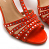 Lalla Medium heel sandals in red leather with studs