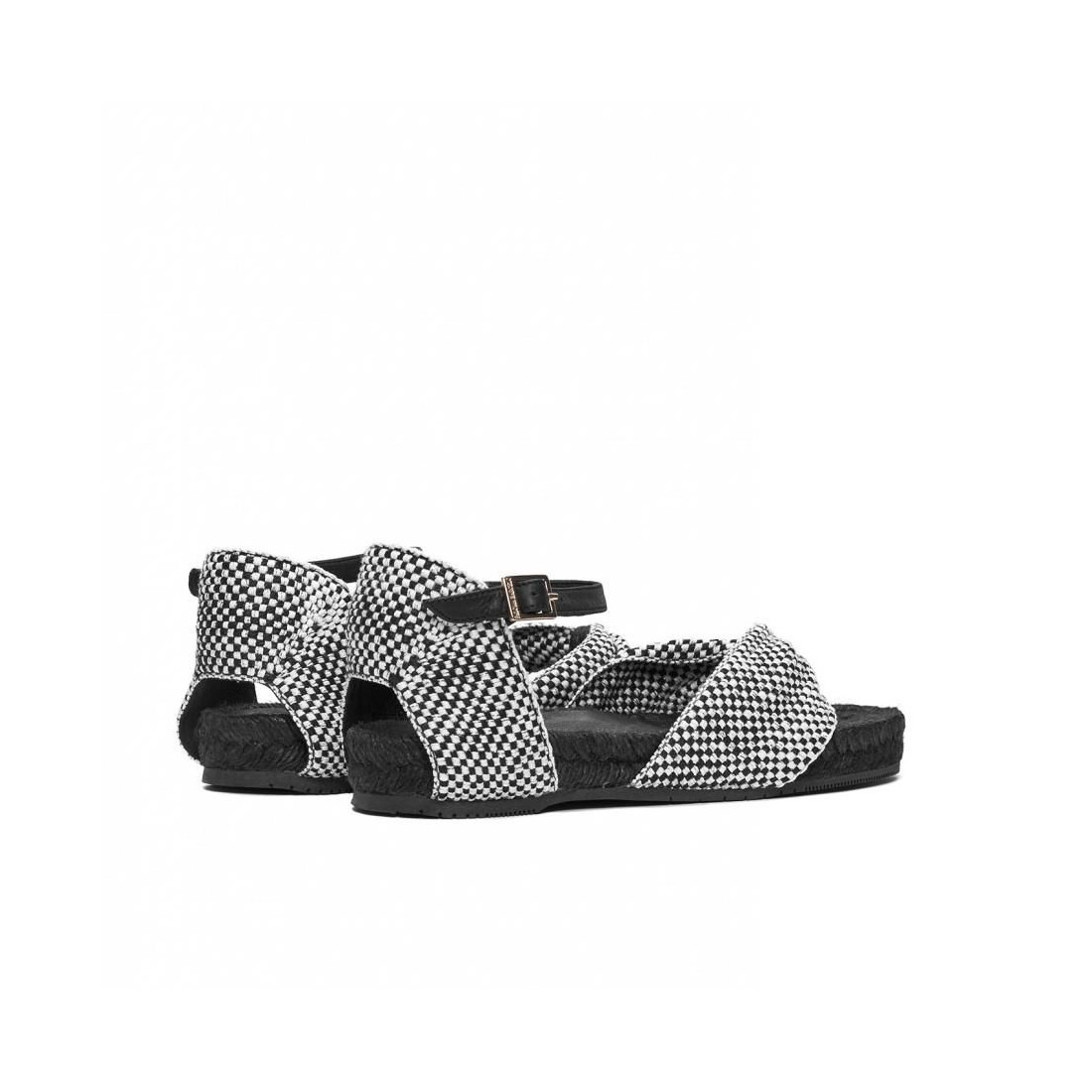 Clinopodio sandals in black canvas and rope