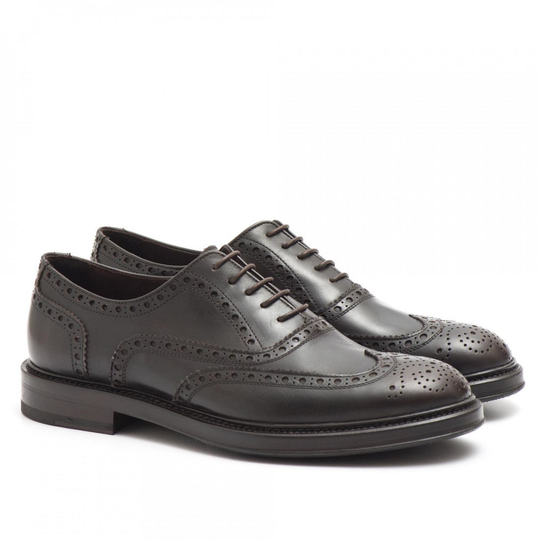 Volle Brogue Oxford Schuhe aus dunkelbraunem Leder