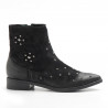 Play booties in black waxed suede with studs