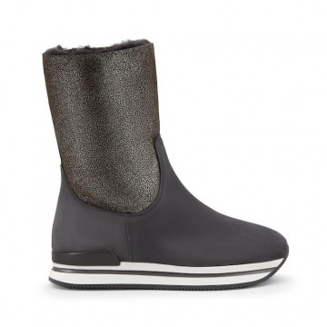H222 Hogan ankle boots in grey suede with sheepskin