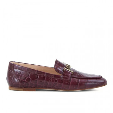 TOD'S moccasins in burgundy crocodile print leather