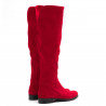 Over the knee boots in dark red suede