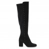 Black stratch studded suede boots with high heel