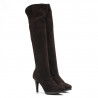 Brown stretch suede Masiero over the knee boots