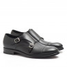 Double monk strap shoes in black calf leather