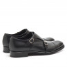 Wilton schoen in zwart leer met dubbele gesp