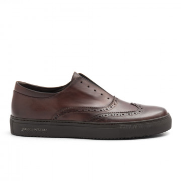 Brown leather J. Wilton oxford shoes with rubber sole