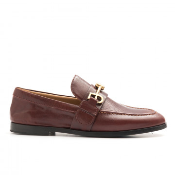 Bordeaux leather FABI Zoe moccasins with clasp
