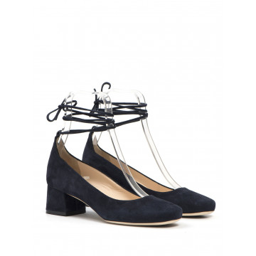Blue suede LE BLE bebe shoes with low heel