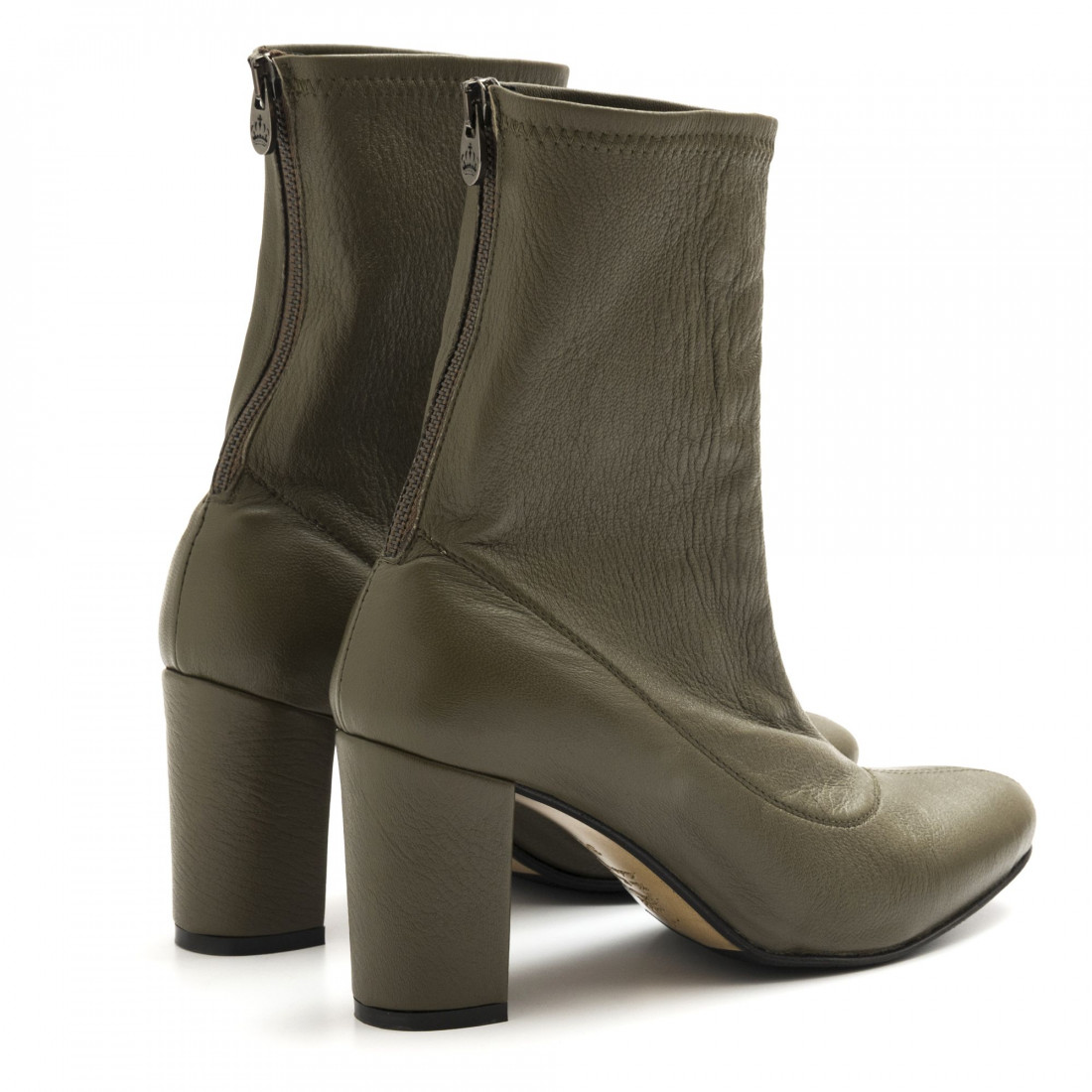 Olive green L'Arianna stretch leather booties
