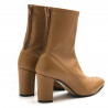 Light brown stretch leather booties with high heel
