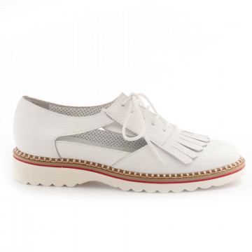 White Alfredo Giantin fringed shoes in soft leather